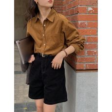 批发灯芯绒<b class='q'>衬衫</b>女法式叠穿内搭<b class='q'>衬衣</b>外套气质复古宽松休闲遮肉长袖上衣