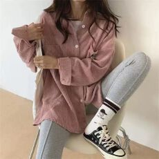 批发灯芯绒<b class='q'>衬衫</b><b class='q'>女长袖</b>2026秋季新款设计感韩版港味复古宽松<b class='q'>衬衣</b>薄外套