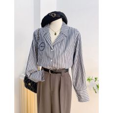 批发条纹女士<b class='q'>衬衫</b>2026新款长袖春季<b class='q'>衬衣</b>高级感职业通勤高级感气质上衣