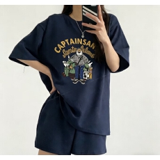 批发短袖短裤套装女两件卡通夏季时尚<b class='q'>休闲</b><b class='q'>运动服</b>宽松