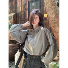 批发官图【原版防晒面料】韩版抽绳连帽短款防晒外套上衣