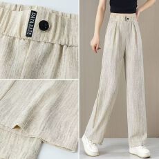 冰丝裤子女款夏季薄款松紧腰宽松加大码慵懒风裤子女休闲运动裤