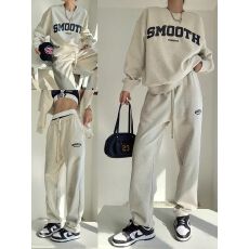 批发美式ins风休闲<b class='q'>运动服</b>套装女秋季宽松<b class='q'>百搭</b>卫衣卫裤学生跑步两件套