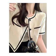 批发官图 2026新款小香风短袖上衣小个子宽松百搭时尚气质短款外套