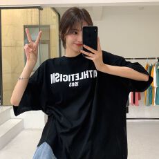 批发韩版新款宽松中长款<b class='q'>情侣</b><b class='q'>字母印花</b>下衣失踪<b class='q'>短袖</b>T恤上衣