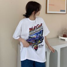 批发韩版新款宽松中长款<b class='q'>情侣</b><b class='q'>字母印花</b>下衣失踪<b class='q'>短袖</b>T恤上衣