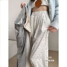 批发新款夏季波点百搭设计<b class='q'>大码</b>300斤糯米<b class='q'>裤</b>女高腰休闲宽松显瘦阔腿<b class='q'>裤</b>