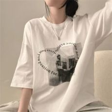 批发韩版<b class='q'>新款</b>宽松中长款<b class='q'>情侣</b><b class='q'>字母印花</b>下衣失踪短袖T恤上衣