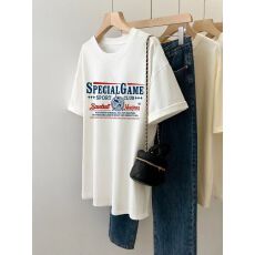 批发韩版<b class='q'>新款</b>宽松中长款<b class='q'>情侣</b><b class='q'>字母印花</b>下衣失踪短袖T恤上衣