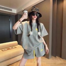 批发慵懒风休闲运动服套装女夏季2026新款<b class='q'>韩版</b>圆领短袖短裤两件套