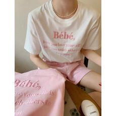 批发<b class='q'>韩国</b>chic夏季简约复古圆领印图立体字母绣花宽松百搭短袖<b class='q'>T</b><b class='q'>恤</b>