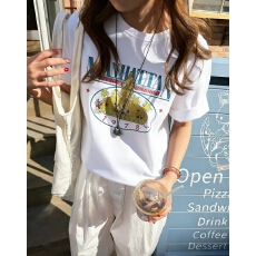 批发<b class='q'>韩国</b>东大门韩系简约印花宽松显瘦圆领短袖<b class='q'>T</b><b class='q'>恤</b>