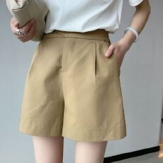 批发欧货2026夏季新款黑色西装<b class='q'>短裤</b>女高腰直筒百搭白色夏天休闲A字裤