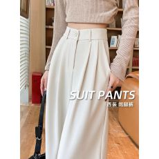 批发高级感西装裤女2026春高腰垂感窄版阔腿裤休闲拖地直筒裤