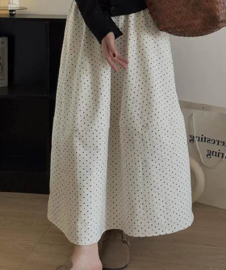 도트 무늬 치마 빅 사이즈 지방 mm 중간 길이 표지 넓적 다리 슬림해 보이는 봄 여름 새로운 배 모양 몸 한 마디 정장 반신 치마