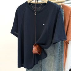 批发薄款雪花棉短袖T恤女夏季<b class='q'>韩版</b>宽松打底衫设计感小众半袖上衣