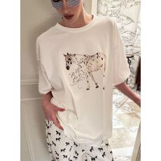 批发韩版复古卡通印花减龄圆领短袖t恤女宽松慵懒风上衣女夏季