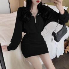 批发法式连帽休闲<b class='q'>卫衣</b><b class='q'>连衣裙</b>女2026秋季新款收腰气质显瘦打底包臀裙子