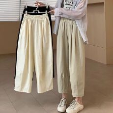 批发夏天薄裤子日系萝卜松紧显瘦高腰宽松薄款八分<b class='q'>休闲裤</b><b class='q'>哈伦</b>裤