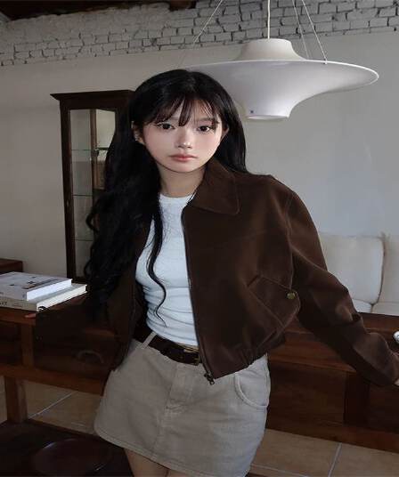 한국 chic 봄 새로운 프랑스식 레트로 스타일 폴로 칼라 주머니 루즈핏 다용도 쇼트 스타일 긴팔 재킷 여성 코트
