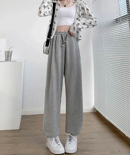 가을 새로운 루즈핏 펌프 로프 조거 캐주얼 와이드 레깅스 바지 웨이 바지 트렌디