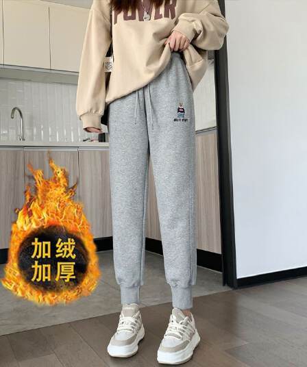 털이 있는 추가되지 않음 플러시 m-6xl 새로운 폭발 루즈핏 슬림해 보이는 캐주얼 할란 조거 트렌디 웨이 바지 패션 여성