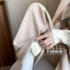 批发羊绒阔腿裤女秋冬2026<b class='q'>高腰</b>宽松垂感加绒针织休闲直筒拖地裤子