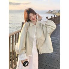 批发独特超好看<b class='q'>蕾丝</b>拼接短外套女小个子2025春季新款休闲百搭夹克上衣