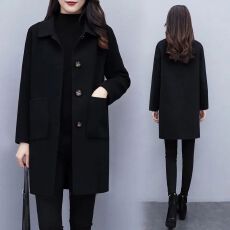 批发毛呢外套女中长款2022秋冬新款韩版宽松大码女装<b class='q'>显瘦</b>减龄呢子大衣