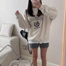 批发韩版薄款 加绒印花<b class='q'>套头卫衣</b><b class='q'>女</b>慵懒风长袖上衣外套
