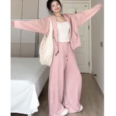 批发高级感休闲运动<b class='q'>套装</b>早春学生慵懒风日常穿搭开衫卫衣阔腿裤两件套