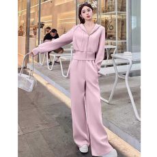 批发绿色粉色运动休闲<b class='q'>套装</b>女秋冬2026新款时尚炸街卫衣卫裤两件套