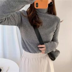 批发原版质量绵羊绒加厚半高领打底衫女秋冬修身百搭<b class='q'>长袖</b>上衣