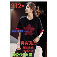 批发休闲字母刺绣短袖t恤女春季欧货宽松上衣2026年新款大码女<b class='q'>装</b>