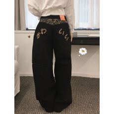 批发26春新款 豹纹拼接黑色性感时髦休闲<b class='q'>牛仔裤</b>