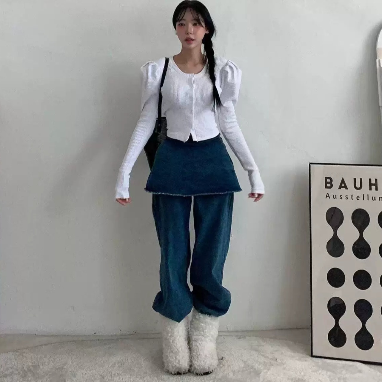 봄 새로운 패션 다용도 랩스커트팬츠 청바지