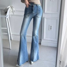 批发26春新款 丰胯裤韩版复古立体口袋水洗蓝小脚裤显瘦牛仔裤