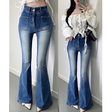 批发现 显瘦高腰包臀修身口袋款牛仔裤女神裤长裤