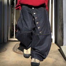 百搭显瘦休闲做旧系扣拼接牛仔裤女裤长裤