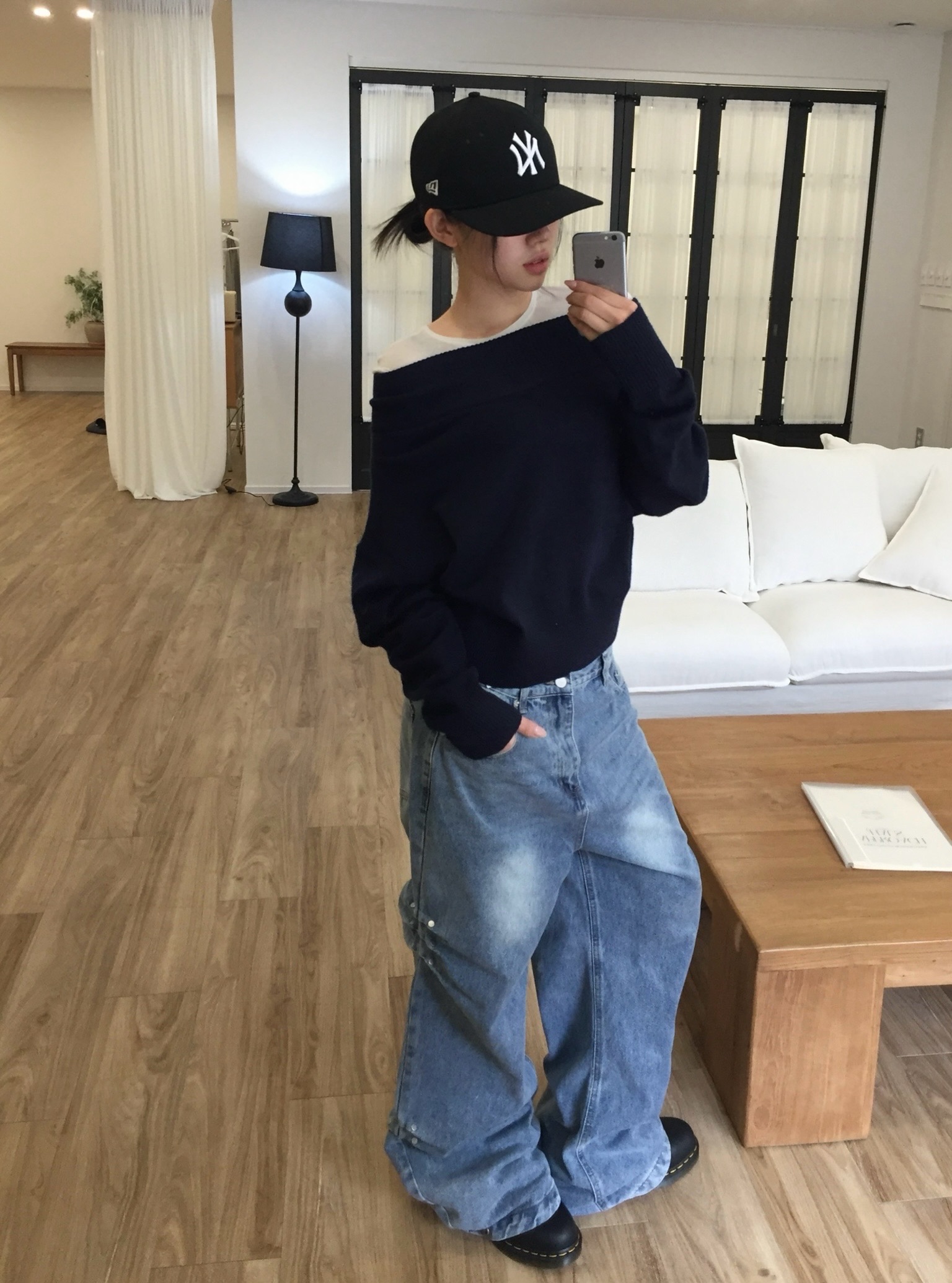 지금 워크웨어 바람 루즈핏 바닥 청소 슬림해 보이는 모통이 칼 와이드 레그 팬츠 캐주얼 긴 바지