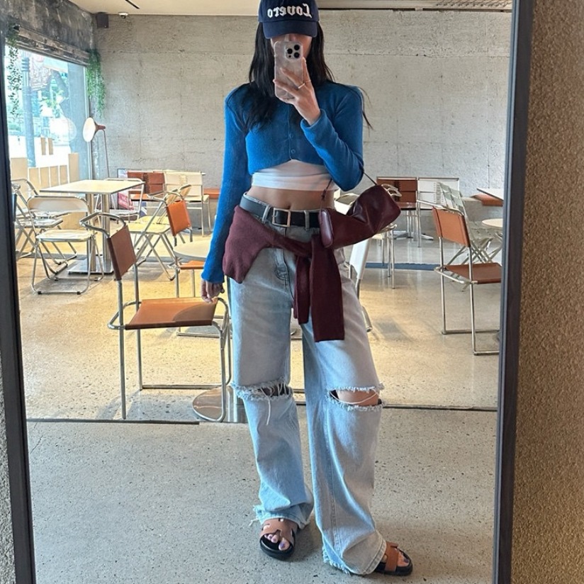 봄 여름 섹션 패션 다용도 찢어진 부분 청바지