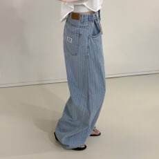 批发绊扣调节条纹宽松<b class='q'>垮</b><b class='q'>裤</b>水洗秋冬<b class='q'>牛仔</b>长<b class='q'>裤</b>