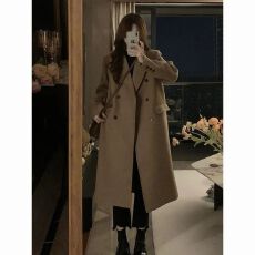 批发高级感<b class='q'>西装</b>式毛呢外套女秋冬2025新款冬天中长款呢子大衣加厚冬季