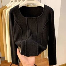 批发阳离子双面有氨德绒220克鱼骨线长袖<b class='q'>t</b><b class='q'>恤</b>女打底衫修身短款上衣