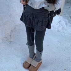 批发网红ins复古美式辣妹Y2K<b class='q'>条纹</b>抽绳荷叶边叠穿半身裙潮