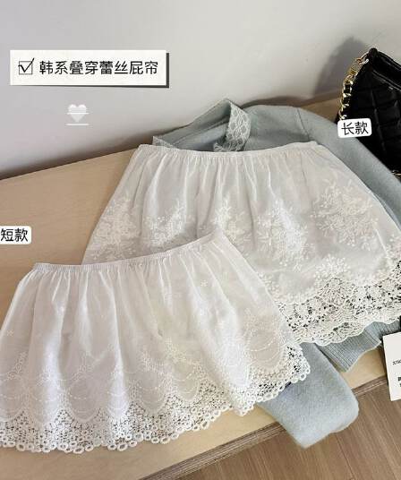 원본 원단 스택 착용 방귀 커튼 노출 방지 중 쇼트 스타일 기본 스커트 레이스 작은 방귀 커튼 허리밴드 머리