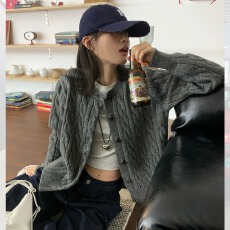 批发宋正恩绿色针织开衫毛衣外套女秋季新款毛衫外搭高级感韩系小上衣