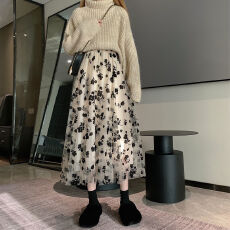 批发半身裙子新款2026年长裙ins超仙女学生中长款网纱碎花高腰夏季a字