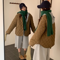 批发实拍可拆卸两件套<b class='q'>大码</b>装菱格羽绒服女冬季保暖宽松棉衣外套棉服女