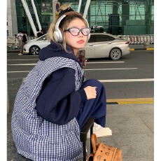 批发韩系2025秋冬美式无袖格子坎肩棉<b class='q'>马甲</b><b class='q'>男</b>女宽松潮流叠穿外套棉服